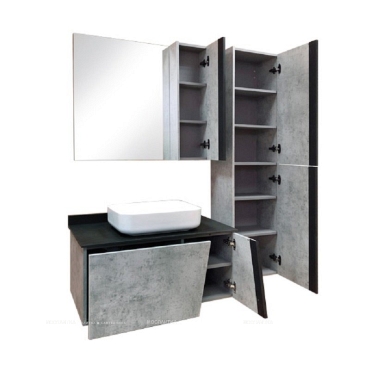 Зеркальный шкаф Comfortу Эдинбург-90 бетон светлый - 6 изображение