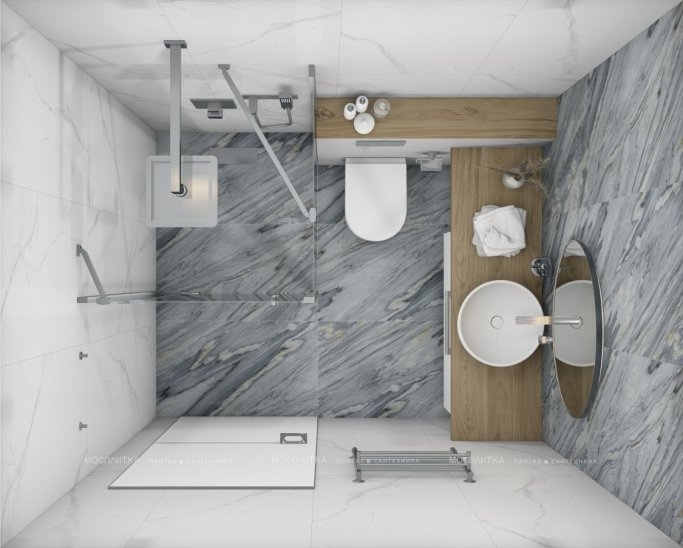 Дизайн Ванная в стиле Современный в белом цвете №12931 - 2 изображение