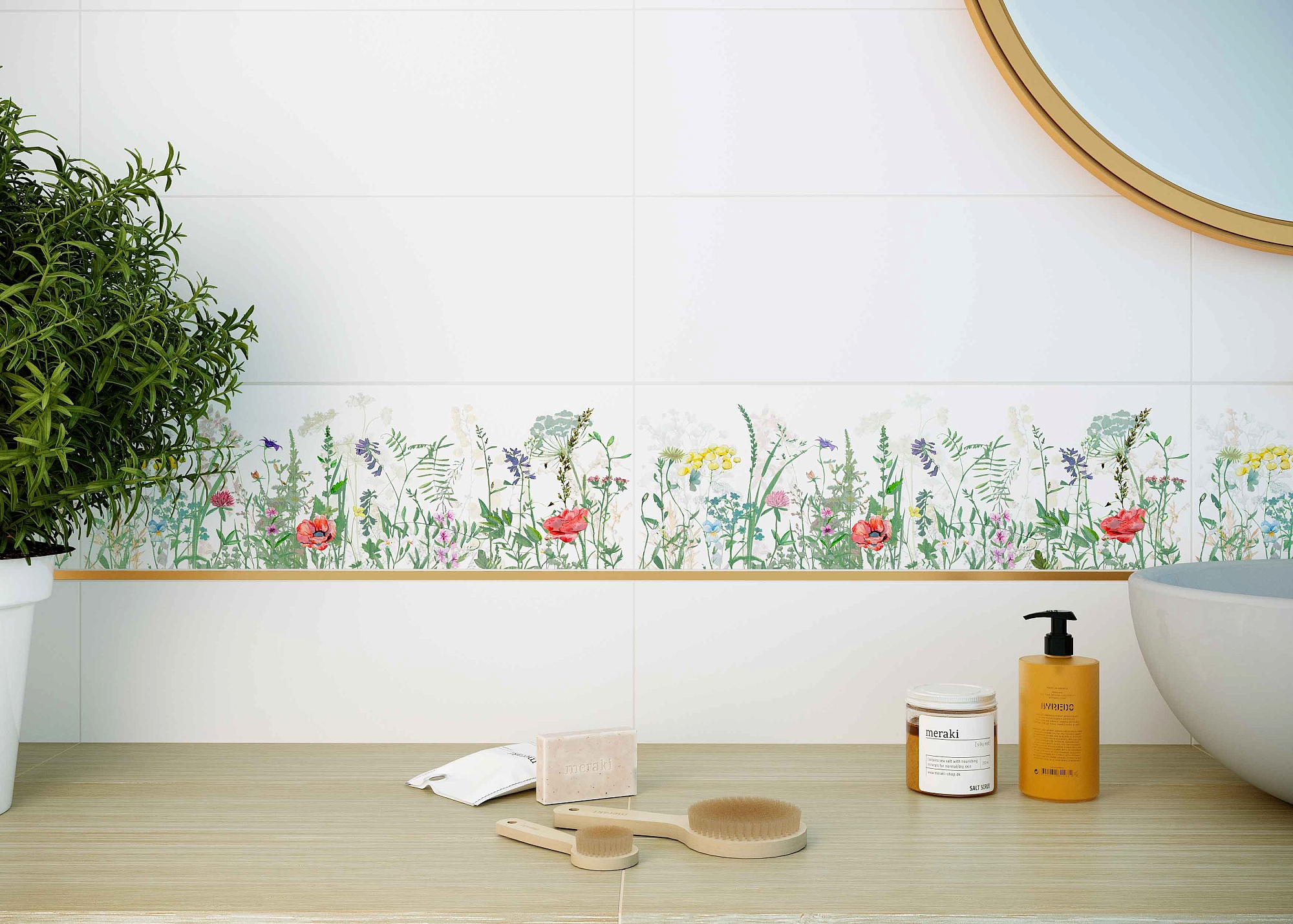 Керамическая плитка Creto Вставка Flora bloom 20х60 - изображение 8