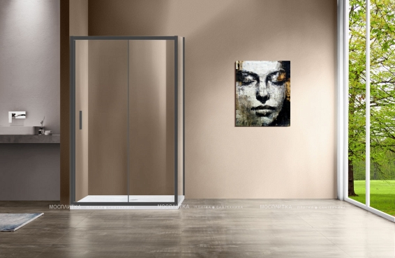 Душевой уголок Vincea Garda 150x80 см, VSR-1G9015CLGM, профиль серый, стекло прозрачное - 2 изображение