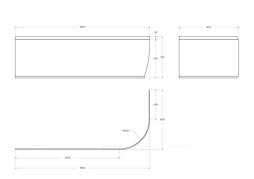 Фронтальная панель 180 см Cezares METAURO CORNER-180-SCR-R-W37 белая - 2 изображение