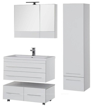 Комплект мебели для ванной Aquanet Верона 90 белый подвесной 2 ящика - 4 изображение