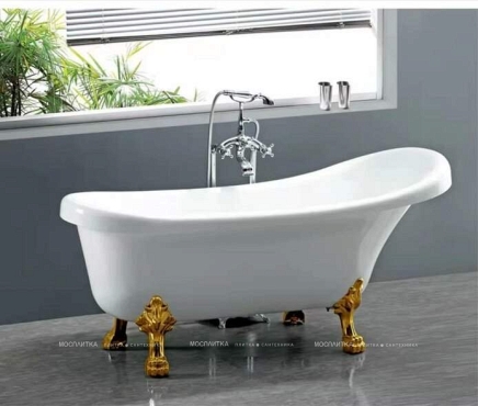 Акриловая ванна Ceruttispa Vico C-2015-1 на львиных алюминиевых золотых лапах 170x75 C-2015-1 - 2 изображение