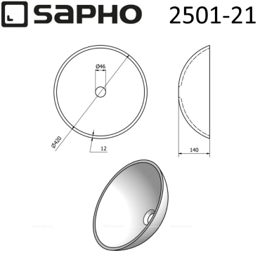 Раковина-чаша 42 см Sapho Beauty 2501-21s бронза - 5 изображение