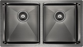 Кухонная мойка Paulmark Twin PM237844-GM вороненая сталь