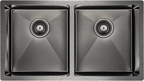 Кухонная мойка Paulmark Twin PM237844-GM вороненая сталь