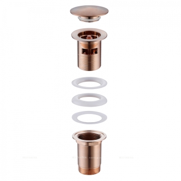 Донный клапан для раковины Abber AF0010RG с переливом, розовое золото - 2 изображение
