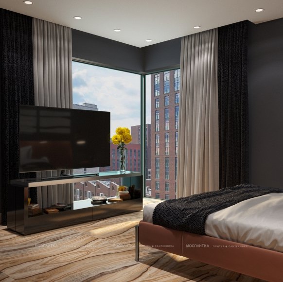 Дизайн Спальня в стиле Современный в коричневом цвете №12935 - 4 изображение