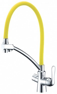 Смеситель Lemark Comfort LM3070C-Yellow для кухонной мойки, хром/желтый