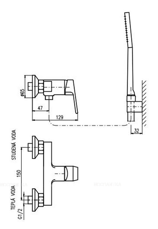 Смеситель для душа Rav-Slezak Colorado CO181.5/2, с душевым гарнитуром, подвижный держатель, хром - изображение 2