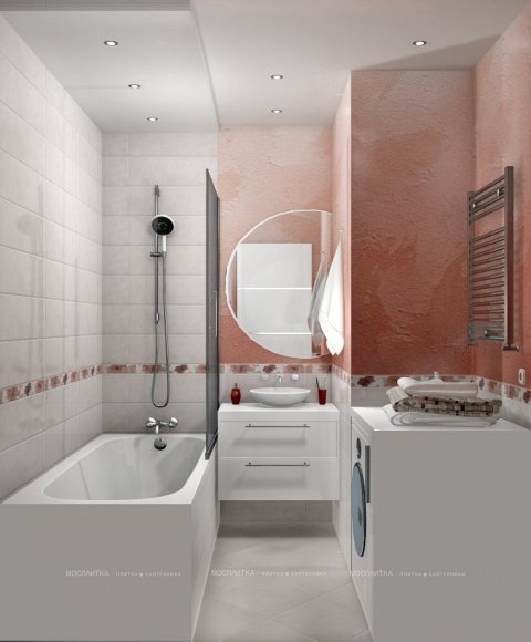 Дизайн Ванная в стиле Арт-деко в белом цвете №12517
