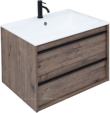 Комплект мебели для ванной Aquanet Lino 70 см, черная, коричневая - 7 изображение