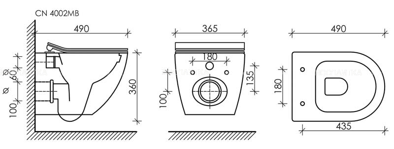 Комплект подвесной безободковый унитаз Ceramica Nova Metropol Rimless с крышкой-сиденьем CN4002MB, черный матовый + инсталляция Am.Pm ProI 012704 - изображение 16