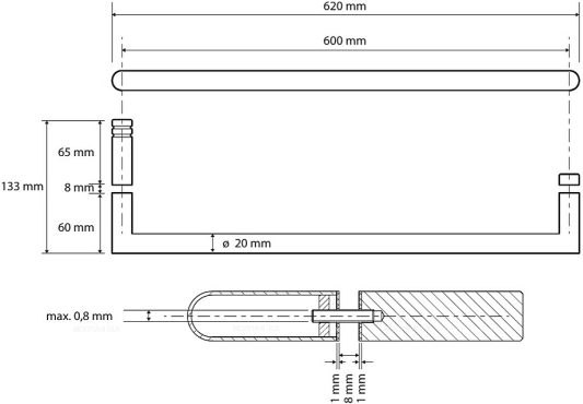 Полотенцедержатель для стеклянной двери Bemeta Dark 104204320 - 2 изображение