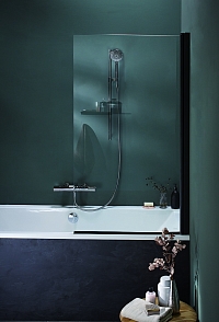 Душевая шторка на ванну Jacob Delafon Struktura 80х140 см E6D042-BLV профиль черный, стекло прозрачное1