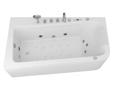 Акриловая ванна Grossman GR-17095L с гидромассажем, 95x170 см, белая, левая