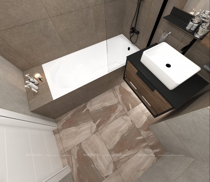 Дизайн Ванная в стиле Лофт в коричневом цвете №12868 - 4 изображение