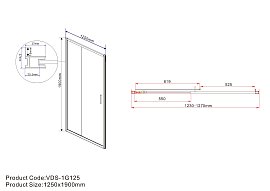 Душевая дверь Vincea Garda 125х190 VDS-1G125CLB, профиль черный, стекло прозрачное