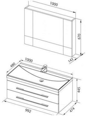Комплект мебели для ванной Aquanet Верона 100 белый подвесной 2 ящика - 7 изображение