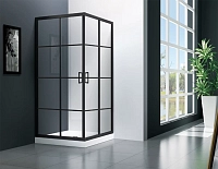 Душевой уголок Veconi Rovigo RV-09, 100x100x195, черный, стекло прозрачное1
