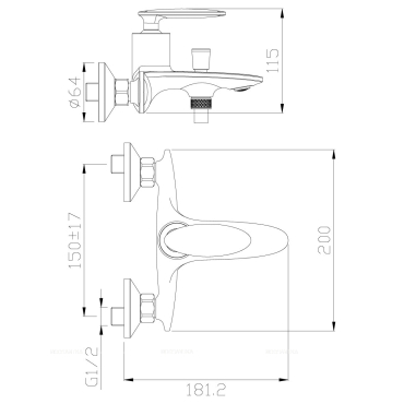 Смеситель для ванны и душа Rossinka RS30-31 с душевым гарнитуром - 2 изображение