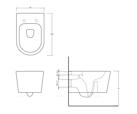 Унитаз подвесной безободковый beWash Albano 36383201 с крышкой-сиденьем микролифт, белый глянец - 3 изображение