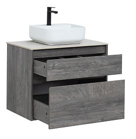 Комплект мебели для ванной Aquanet Nova Lite 75 см 242273, 2 ящика, венге, черный