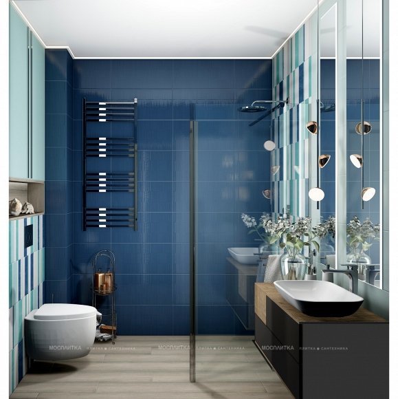 Дизайн Совмещённый санузел в стиле Морской стиль в синем цвете №12919