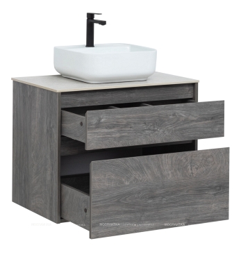 Комплект мебели для ванной Aquanet Nova Lite 75 см 242273, 2 ящика, венге, черный - 3 изображение