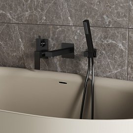 Смеситель для ванны с душем Paini Dax-DaxR 84PZ6911R черный матовый, на 2 потребителя