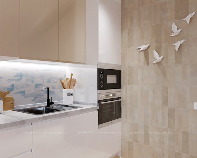 Дизайн Кухня-гостиная в стиле Прованс в бежевом цвете №13056 - 4 изображение