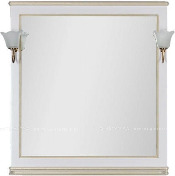 Зеркало Aquanet Валенса 90 00182651 белый краколет / золото - изображение 3