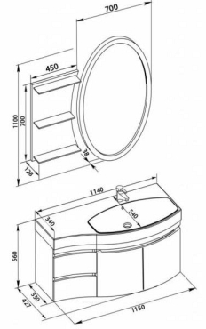 Комплект мебели для ванной Aquanet Опера 115 R 2 двери 2 ящика белый - 14 изображение