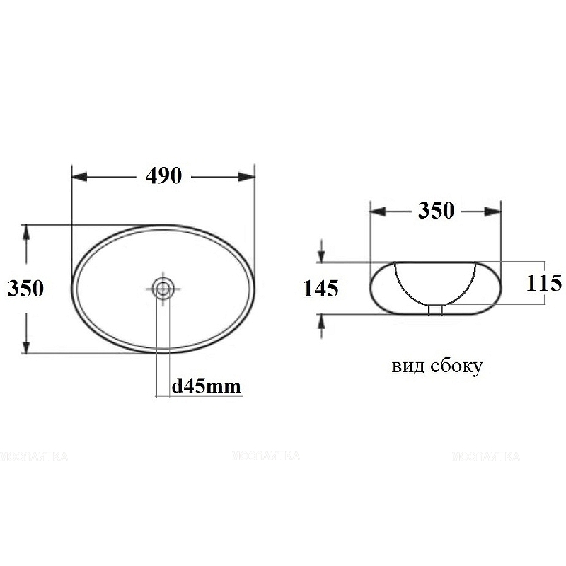 Раковина Bond Oval 49 см S58-490 белый глянец - изображение 8