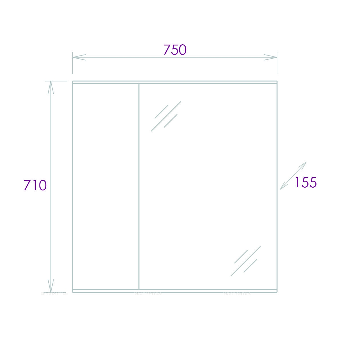 Зеркальный шкаф Onika Марбл 75 см 207524 мрамор / камень бетонный - изображение 6