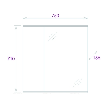 Зеркальный шкаф Onika Марбл 75 см 207524 мрамор / камень бетонный - 6 изображение