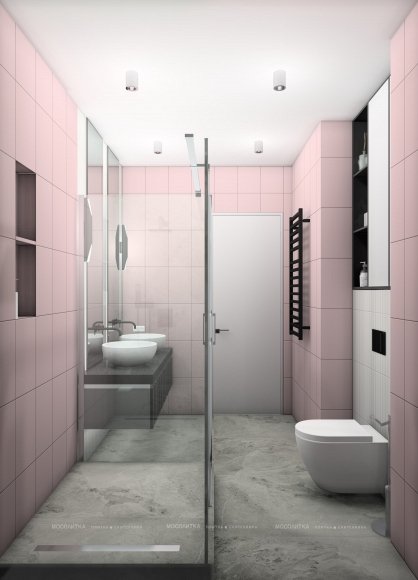 Дизайн Совмещённый санузел в стиле Современный в розовым цвете №12920 - 6 изображение
