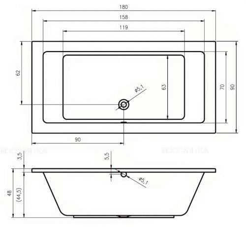 Акриловая ванна Riho Lusso 180x90 см - изображение 5