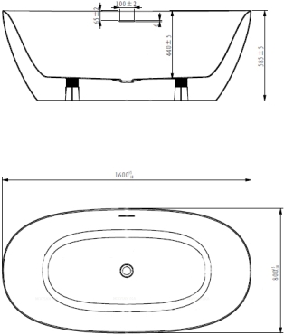 Акриловая ванна Art&Max Genova 160х80 см AM-GEN-1600-800, белый - 3 изображение