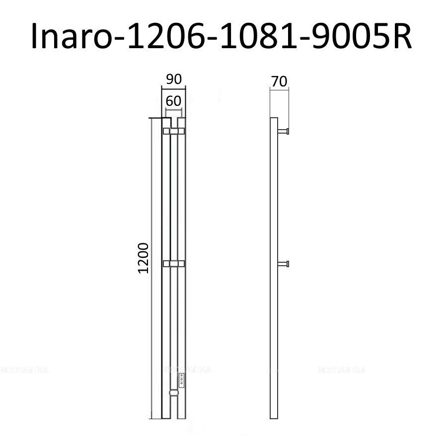 Полотенцесушитель электрический Маргроид Inaro профильный 120х9 см Inaro-1206-1081-9005R матовый черный - изображение 5