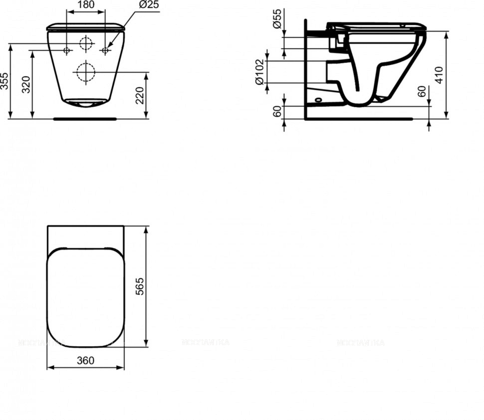 Безободковый подвесной унитаз Ideal Standard TONIC II Rimless K316501 - изображение 3