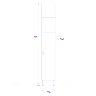 Пенал подвесной Onika Тимбер 30.01 белый мат./дуб сонома, 403066 - 7 изображение