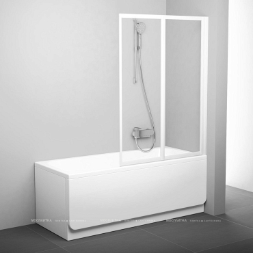 Шторка на ванну Ravak VS2 105+ прозрачное стекло, белый - 2 изображение