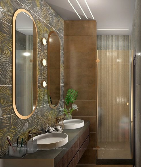 Дизайн Ванная в стиле Минимализм в коричневом цвете №12433 - 3 изображение