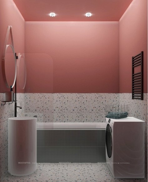 Дизайн Ванная в стиле Современный в розовым цвете №12348