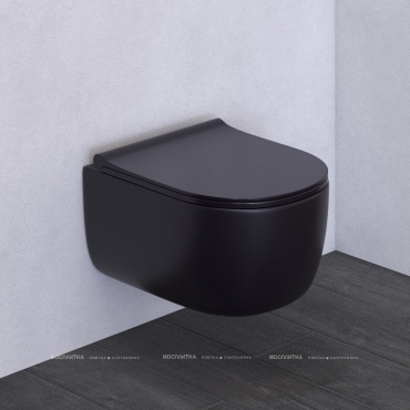 Комплект унитаз с инсталляцией Berges Ego Black Rimless с крышкой-сиденьем Toma Black Slim SO и кнопкой R5, 045225 - 9 изображение