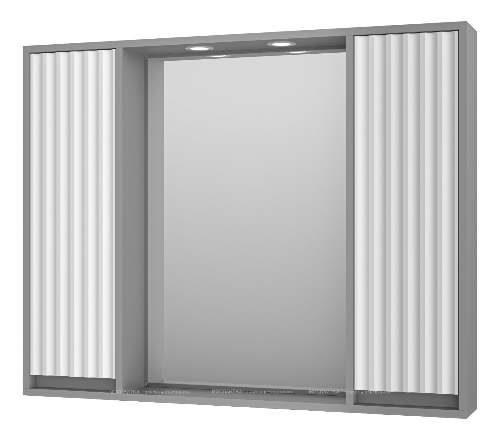 Зеркальный шкаф Brevita Balaton 100 см BAL-04100-01-01 с подсветкой, белый / серый - изображение 2