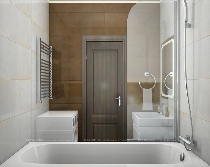 Дизайн Ванная в стиле Современный в коричневом цвете №12380 - 3 изображение