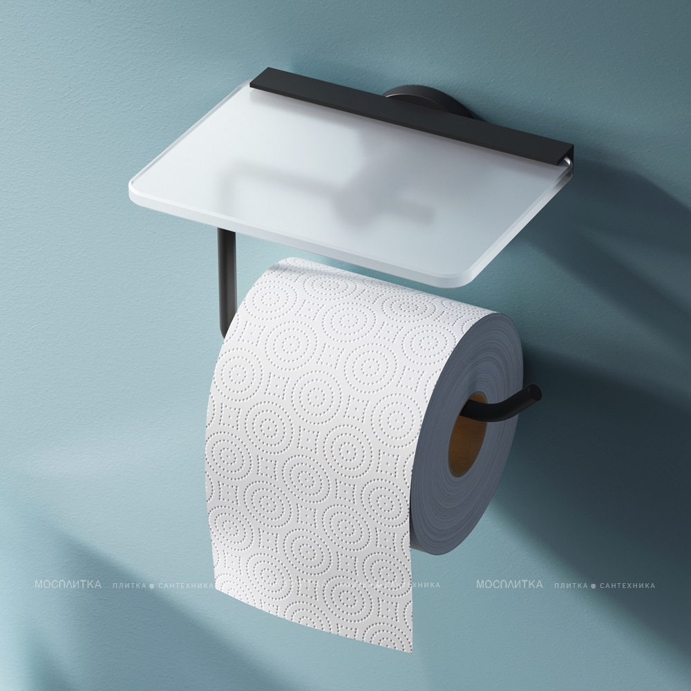 Держатель туалетной бумаги Am.Pm X-Joy A85A341522 с полкой для телефона, матовый черный - изображение 3