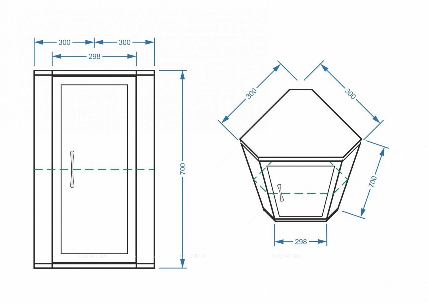 Шкаф подвесной угловой Stella Polar Концепт 60/80 SP-00000142 60 см, универсальный, белый - изображение 4